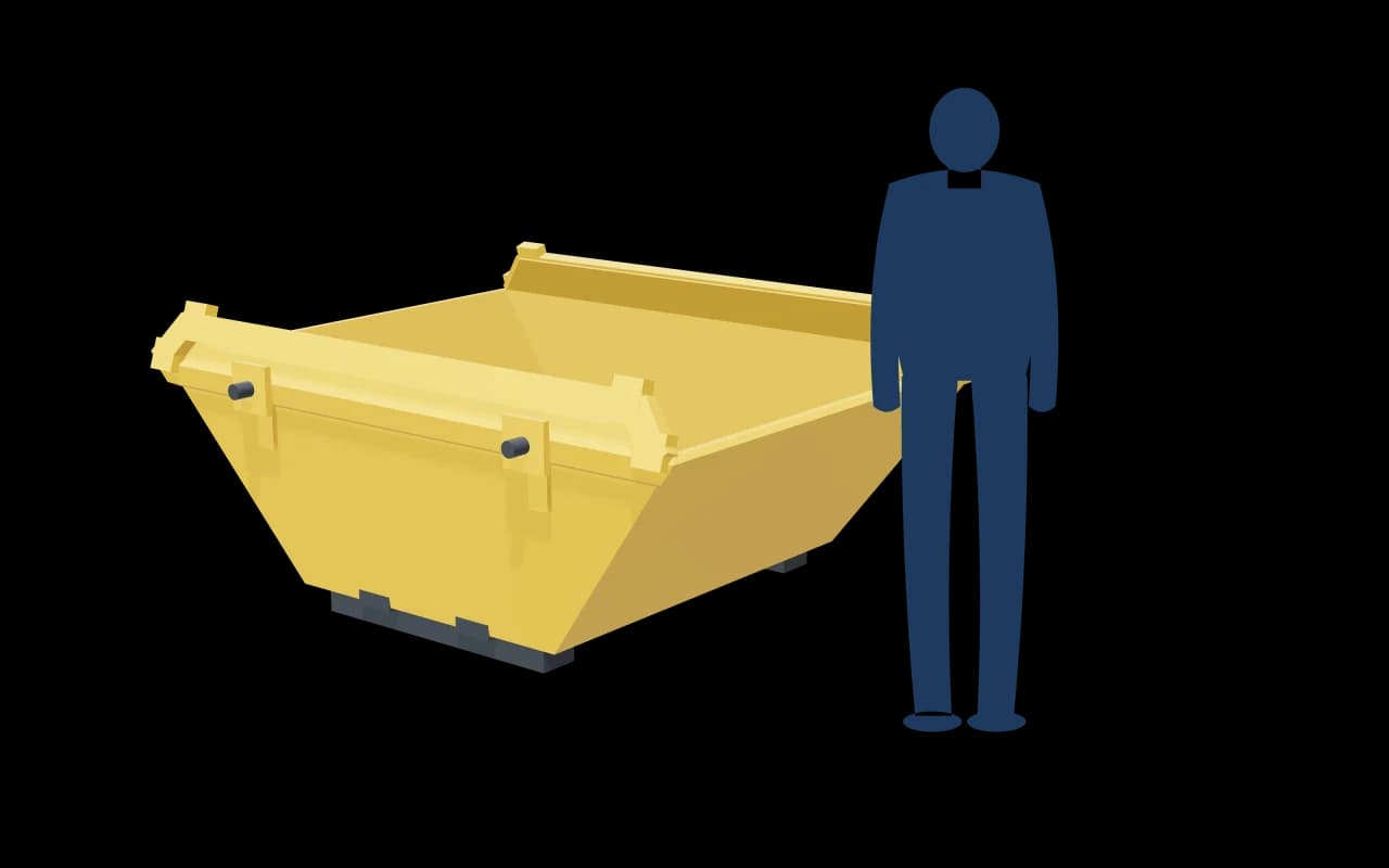 3 Yard Skip, drawn to scale